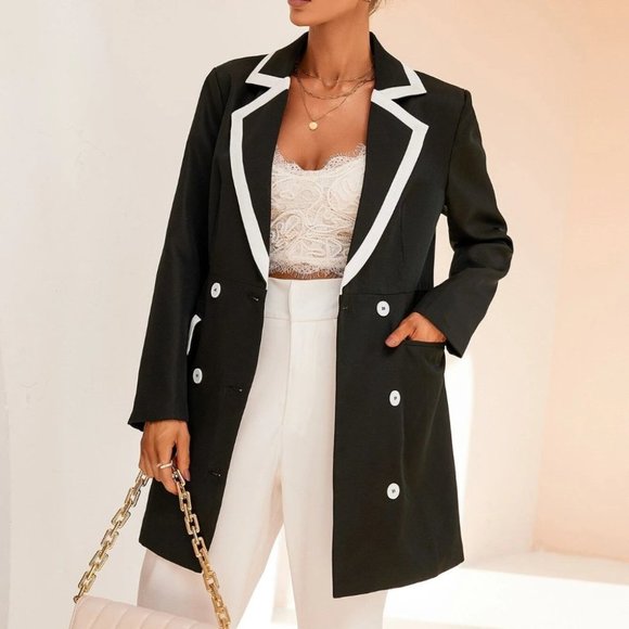 Black Preppy Womens Blazer - Picture 3 of 5